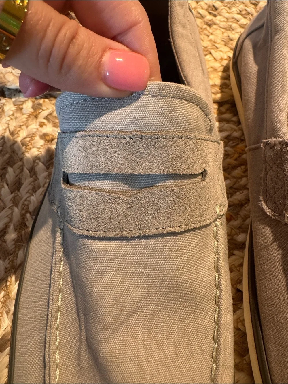 Sperry Men's Light Gray Canvas Slip-On Boat Shoes